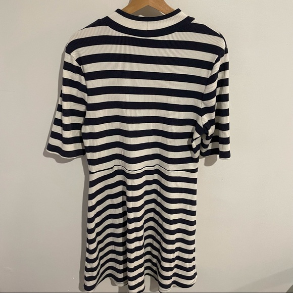 Maison Jules Navy Stripe Rib Knit Mock Neck Dress Sz XL - Picture 7 of 9